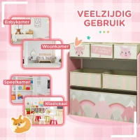 ZONEKIZ kinderopbergkast met 6 stofboxen, schattig design, 63 x 30 x 66 cm, roze(m-6)