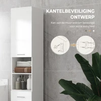 Kleankin Badkamerkast, Badcommode, met Planken en Lade, Verstelbaar, Wit(m-5)