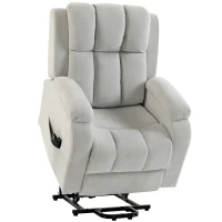 HOMCOM Fauteuil électrique releveur Zero-gravity, chauffant et massant 8 points, 2 moteurs, velours, Gris clair(m-1)