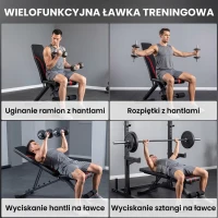 Składana ławka do ćwiczeń SPORTNOW, regulowana ławka do ćwiczeń z siedziskiem i oparciem o wielu kątach nachylenia, płaska lub skośna ławka do ćwiczeń siłowych w domowej siłowni, czarna(m-7)