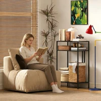 HOMCOM Consoletafel 3 niveaus opbergplanken Smalle Entreetafel Stalen Frame voor Woonkamer Hal 55 cm Zwart(m-7)