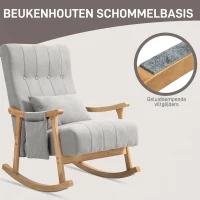 HOMCOM Schommelstoel met Lendekussen, Brede Zitting, Beukenframe, tot 120 kg, Grijs(m-7)