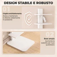 HOMCOM Libreria Torre a 11 Ripiani, Scaffale Verticale Salvaspazio, Libreria Alta e Stretta per Casa, Ufficio, Bianco(m-6)