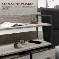 HOMCOM Stoffen Ladekast, 5 Opvouwbare Laden, 2 Schappen, Stalen Frame, 98 x 29 x 85 cm, Grijs(m-5)