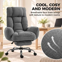 HOMCOM Executive Office Chair Height Adjustable Desk Chair Reclining Flip-up Armrest Footrest, Dark Grey(m-7)