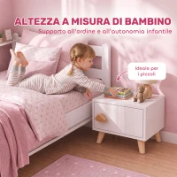 AIYAPLAY Comodino per Bambini 3-8 Anni con Vano Contenitore, Gambe in Pino, Maniglia a Nuvola, 34x31x25 cm, Bianco(m-5)