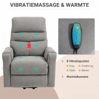 HOMCOM tv-stoel opstahulp stoel met massagefunctie verwarming donkergrijs(m-6)