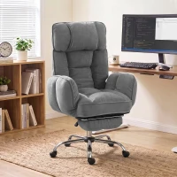 HOMCOM Executive Office Chair Height Adjustable Desk Chair Reclining Flip-up Armrest Footrest, Dark Grey(m-2)