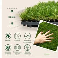 Outsunny Piastrelle da Giardino con Erba Sintetica 30x30cm 10 Pezzi, Prato Artificiale Densità 6500, Verde(m-4)