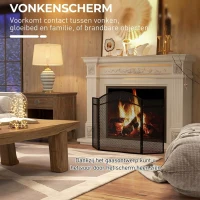HOMCOM Vonkenscherm voor haarden, elegante vonkenvanger, opvouwbaar, gecoat, Zwart, 96 x 60 cm(m-4)