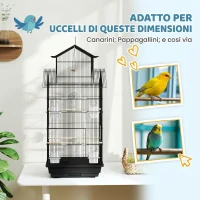 PawHut Gabbia per Uccelli con Maniglia di Trasporto e Vassoio Estraibile, in Metallo e Plastica, 50.5x41x104 cm, Nero(m-6)