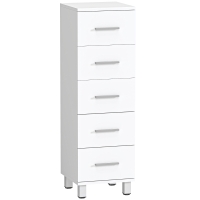 HOMCOM Badkamerkast Smalle badkast met 5 lades voor badkamer  30 x 30 x 95 cm Wit