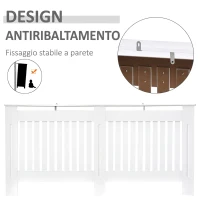 HOMCOM Copritermosifone a Doghe in MDF per Casa e Ufficio, 172x19x81 cm, Bianco(m-6)