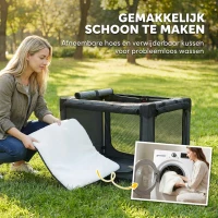 PawHut Inklapbare hondenbox met kussen, afneembaar wasbare hoes van Oxford-stof voor honden tot 31kg, legergroen(m-7)