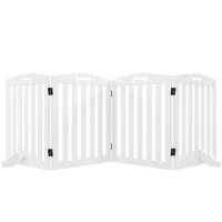 PawHut Vrijstaand Hondenhek met Steunvoeten, Voor Deurkozijn, Gang, Trap, 207,5 x 30 x 61 cm, Wit(m-11)