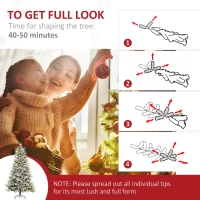 HOMCOM Kunstmatige Kerstboom, Kerstboom, Incl. Kunstmatige Sneeuw, LED-Lichten, 180 cm, Groen + Wit(m-8)