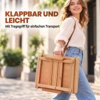HOMCOM Tischstaffelei Winkelverstellbare Staffelei mit Griff Kofferstaffelei zum Malen & Zeichnen Faltbare Atelierstaffelei mit Schublade Buchenholz Natur(m-6)