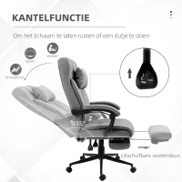 Vinsetto bureaustoel met kussen armleuningen bureaustoel met kantelhoek In hoogte verstelbare bureaustoel met voetensteun linnen schuim PVC lichtgrijs 66 x 70 x 116-124 cm(m-5)