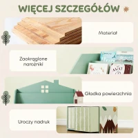 AIYAPLAY Dziecięcy regał na książki z 2 materiałowymi szufladami, dla dzieci w wieku 3-8 lat, 62,5x30x91,5 cm, zielony(m-7)