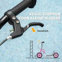 AIYAPLAY Kinderroller met verstelbaar stuur, grote wielen, parkeerstandaard, handrem, voor kinderen van 5-12 jaar, Roze(m-5)