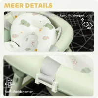 AIYAPLAY Babybadkuip, Opvouwbaar, Antislip Bodem, Olifanten-Badkussen, 86 x 53 x 25,5 cm, Groen(m-7)