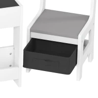 HOMCOM Ensemble 3 pièces table et 2 chaises pour enfant avec plateau réversible tableau noir, panier de rangement, étagères(m-12)