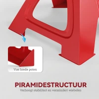 HOMCOM Steunblokken 3 ton belastbaarheid 2 stuks steunblokken incl. veiligheidsstift 10-traps hoogte-verstelbaar Rood(m-7)