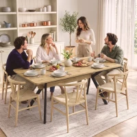 HOMCOM Mesa de Jantar Extensível 4-6 Pessoas, Mesa de Cozinha em Madeira 130-170x80x76 cm, Carvalho e Preto(m-10)