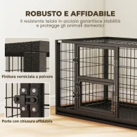 PawHut Gabbia per Cani Robusta, 94x60x64 cm, con Vassoio Rimovibile.(m-4)