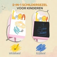 AIYAPLAY 2-in-1 Kinder Tekenezel met Whiteboard, Krijtbord en Opbergdozen, voor Kinderen van 3-8 Jaar, Roze(m-4)