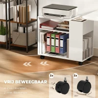 HOMCOM Printerstand Printertafel met verdeeld vak, opbergruimte voor kantoor 70 x 34 x 60 cm Wit(m-6)
