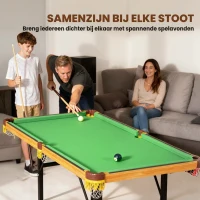 SPORTNOW Opvouwbare biljarttafel, mini biljarttafel, 2 keuen, 16 ballen, driehoek, borstel, groen(m-7)