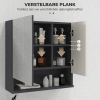 HOMCOM Badkamerkast met Spiegeldeur, Verstelbare Planken, tot 15 kg Belastbaar, Wit(m-5)
