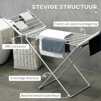 HOMCOM Droogrek met Verwarming, 45-55 ℃, Opvouwbaar, 144L x 53B x 96H cm(m-7)