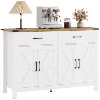 HOMCOM Buffet Aufbewahrungsschrank im Landhausstil, 2 Schubladen und 2 Schränke mit verstellbaren Einlegeböden, 120 x 39,3 x 82,5 cm, weiß(m-8)