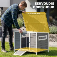 PawHut Eendenhok waterbestendig eendenhuis van hout met uitneembare bodem schuifvenster opklapbaar asfaltdak 93x70x72cm Grijs(m-4)