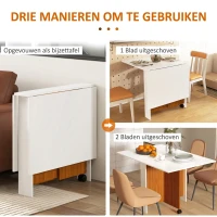 HOMCOM Uitklapbare Uitschuifbare Eettafel, Mobiel, Modern Ontwerp, 120 cm x 80 cm x 73 cm, Teak + Wit(m-4)