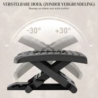 HOMCOM Ergonomische Voetensteun, Hoogteverstelbaar, Massage Oppervlak met Rollen, Zwart, 46 x 35 cm(m-5)