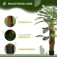 HOMCOM Kunstpalm, 1,6 m, Levensechte Takken, Decoratieve Plant, Kunststof, met Pot, Bruin+Groen(m-5)