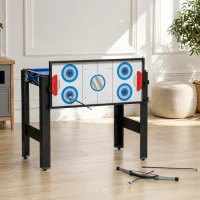 SPORTNOW 5-in-1 Speeltafel, Biljart, Tafeltennis, Hockey, Basketbal, Boogschieten, Inclusief Accessoires, MDF, Kunststof, Blauw(m-7)