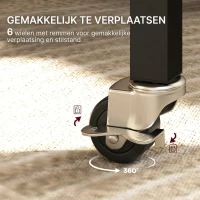 HOMCOM Opklapbare Eettafel, Geschikt voor tot 6 Personen, met 6 Wielen en Remmen, voor Kleine Ruimtes, Bruin(m-5)