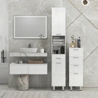 Kleankin Badkamerkast, Badcommode, met Planken en Lade, Verstelbaar, Wit(m-7)