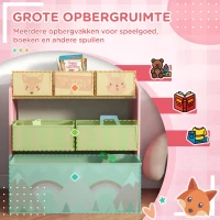 ZONEKIZ kinderopbergkast met 6 stofboxen, schattig design, 63 x 30 x 66 cm, roze(m-4)