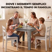 HOMCOM Tavolo da Pranzo per 4 Persone, Tavolo Cucina Quadrato 80x80x75 cm con Piedini Antiscivolo, Grigio Effetto Legno(m-7)