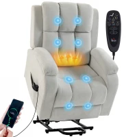 HOMCOM Fauteuil électrique releveur Zero-gravity, chauffant et massant 8 points, 2 moteurs, velours, Gris clair(m-7)