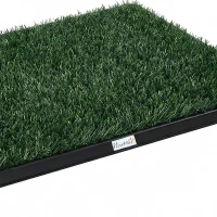 PawHut Honden-wc 76 x 50,5 cm met 2 kunstgras matten, wasbare puppytoilet voor honden, voor balkon, thuis, zwart + groen(m-11)