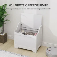 HOMCOM Opbergkist, Houten Kist met Deksel, Ruim, Modern Ontwerp, Wit(m-4)