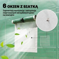 Outsunny Szklarnia ok. 2,7 x 2 x 2 m tunel foliowy z półkami, rolowane drzwi na zamek błyskawiczny, 6 okien siatkowych, wsporniki(m-7)