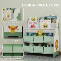 AIYAPLAY Scaffale Portagiochi con 6 Cassetti in Tessuto e Libreria a 2 Livelli, in Legno e Acciaio, 63x30x71 cm, Verde(m-5)