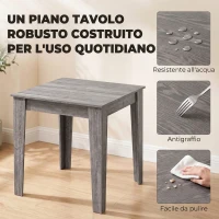 HOMCOM Tavolo da Pranzo per 4 Persone, Tavolo Cucina Quadrato 80x80x75 cm con Piedini Antiscivolo, Grigio Effetto Legno(m-5)